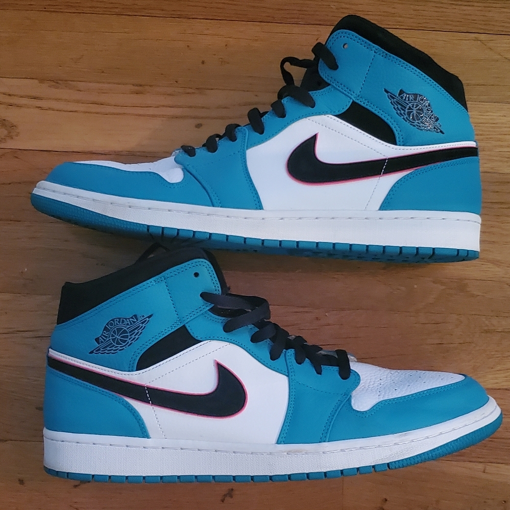 Nike Air Jordan 1 Mid White Black Teal Sneakers